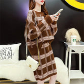 Casual Loose O Neck Long Sleeve Tops+Slim High Waist Sweater Skirt Two Pieces Set Mssza
