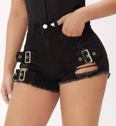 Casual Low Waist Hole Skinny High Stretch Shorts Beachwear Mssza