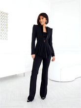 Casual Notched Double Breasted Blazer With High Waist Straight Pants Wedding Formal Wear 2 Piece Pantsuit Mssza