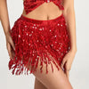 Casual Patchwork Sequins Tassel Performance Stage Belly Dance Mini Skirt Mssza