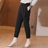 Casual Pockets Button Zipper High Waist Office Lady Ankle Length Trousers Mssza