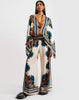 Vintage Print Wide Leg Pants Loose Long Sleeve Shirt Two Piece Set Mssza