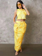 Casual Pullover Cargo Skirts And Sleeveless Hoodies 2 Piece Outfits Mssza
