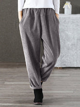 Casual Pure Color Elastic Waist Corduroy Pant Mssza