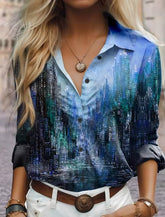 Casual Single Breasted Texture Long Sleeve Printed Shirt Mssza
