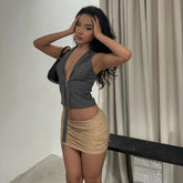Casual Slim Regular High Street Fit V-neck Hollow out Tank Top Mssza