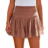 Casual Solid Color Breathable Elastic Waist Wide Leg Shorts Mssza