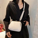 Casual Solid Color Versatile PU Leather Clip Messenger Crossbody Shoulder Bag Mssza
