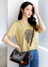 Casual Solid PU Leather Zipper Multi Pockets Crossbody Shoulder Sling Bag Mssza