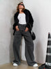 Casual Street Stripe Splicing Contrast Loose Wide Leg Straight Jeans Mssza