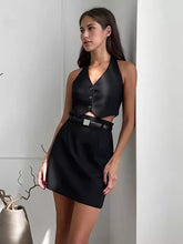 Casual Street Wear Polyester Buttons Chic Skirt Two Piece Set Mssza