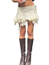 Casual Tie-Up Ruffles Gothic Punk Irregular Mini Skirts Mssza