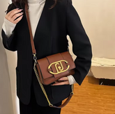 Casual Metal Buckle Flap Crossbody Chain Square Underarm Messenger Bag Mssza