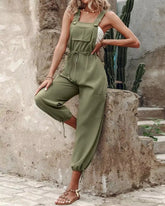 Casual Vintage Solid Color Pocket Long Pants Office Lady Streetwear Loose jump suits Mssza