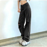 Casual Wide Leg High Waist Streetwear Loose Jeans Mssza