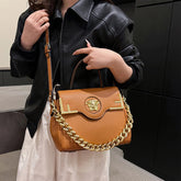 Casual Chic Leather-Texture PU Large Capacity Flap Magnetic Chain Adjustable Strap Crossbody Bag Mssza