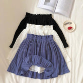 Chiffon Pleated Sweet High Waist Simple A Line Mini Skirt Mssza