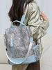Color Blocking PU Leather Multi-function Anti Theft Leisure Travel Backpack Mssza