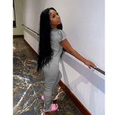 Cotton Crop Top Long Pants Sport Two Piece Set Mssza
