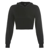 Crop Hoddies Cropped Hooded Top Straps Hollow Slim Sweatshirts Mssza