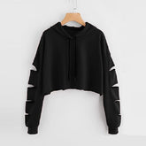 Crop Top Hoodies Long Sleeve Hooded Pullover Sweatshirts Clothing Mssza