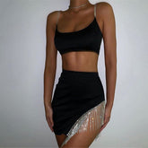 Crystal Diamond Sparkel Glitter Dress Two Piece Set Mssza