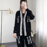 Crystal Letter Pants Sweater Trousers Set Mssza