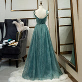 Long Straps Spaghetti Tulle Evening Gown Prom Dresses Mssaz Desses