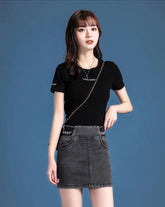 Cute Denim High Waist Coquette Mini With Pocket Chubby Jeans Skirts Mssza
