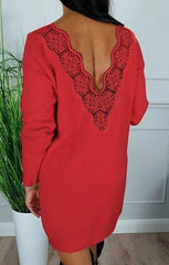 Deep V Back Long Sleeve Dress Bodycon Dress Dress Party Night Club Wear Lace Patchwork Mssaz Desses