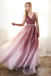 Deep V-neck Shiny Tulle Cocktail Dresses Mssaz Desses
