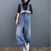 Denim Strap Pants Loose Wide leg Long Jeans Casual Student Denim Jumpsuit Mssza