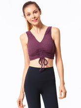 Drawstring V Neck Comfortable Pure Color Yoga Tank Top Mssza