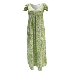 Boho Floral V Neck Short Sleeve Flowy Swing A Line Long Boho Dress Mssaz Desses
