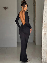 Long Sleeve Backless Ruched Party Birthday Evening Outfits Spring Maxi Dress Women Mssaz Desses