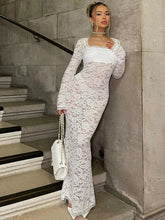Sleeve See Through Black Sheer Midi Party Club Streetwear Y2K Maxi Dress Women Mssaz Desses