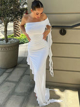 One Shoulder Ruffle Party Evening Birthday Elegant Outfits Maxi Dress Mssaz Desses