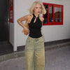 Elegant Asymmetrical Solid Retro Stand Collar Sleeveless Cut Out T-shirt Mssza