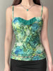 Elegant Chic Floral Flower Print Slight Stretch Blouses Camis Top Mssza