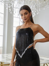 Elegant Collision Metal Backless Halter Neck Design Camisole Mssza