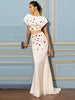 Elegant Designer Shells Beaded Cropped Tops Mermaid Long Skirt 2 Piece Set Mssza