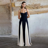 Draped Spaghetti Strap Slim Fashionable Patchwork Backless Wedding Party Stylish Maxi Dress Mssaz Desses
