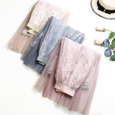 Elegant Embroidery Pleated Long Skirt Mssza