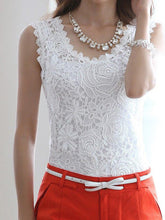Elegant Floral Crochet Lace Sleeveless Tank Tops Mssza