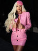 Elegant Flower Decoration Leather Jacket With Mini Skirt 2 Pieces Set Mssza