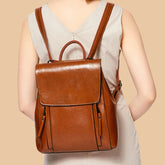 Elegant Genuine Leather Backpack Natural Skin Book Laptop Rucksack Messenger Cross body Shoulder Bag Mssza