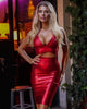 Elegant Halter V-Neck Bodycon Tops Bandage And Pencil Skirts Mssza