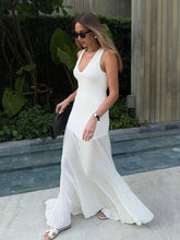 Knitted Patchwork V-neck Draped Fashionable Beach Vacation Party Stylish Maxi Dress Mssaz Desses