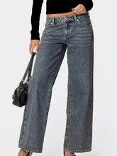 Elegant Leopard Heart Baggy Jeans Low-Rise Wide Leg Denim Pants Mssza