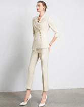 Elegant Notched Full Sleeve pencil pants Slims Smooths Work wear Professional Suit Pant Mssza